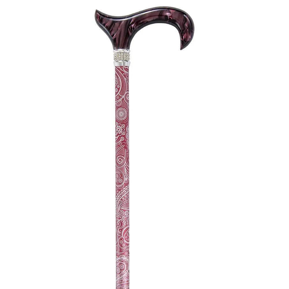 Scratch & Dent Scarlet Pearlz w/ Rhinestone Collar and Scarlet Swirl Designer Adjustable Cane  V1936