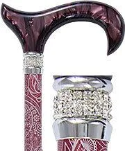 Scratch & Dent Scarlet Pearlz w/ Rhinestone Collar and Scarlet Swirl Designer Adjustable Cane  V1936