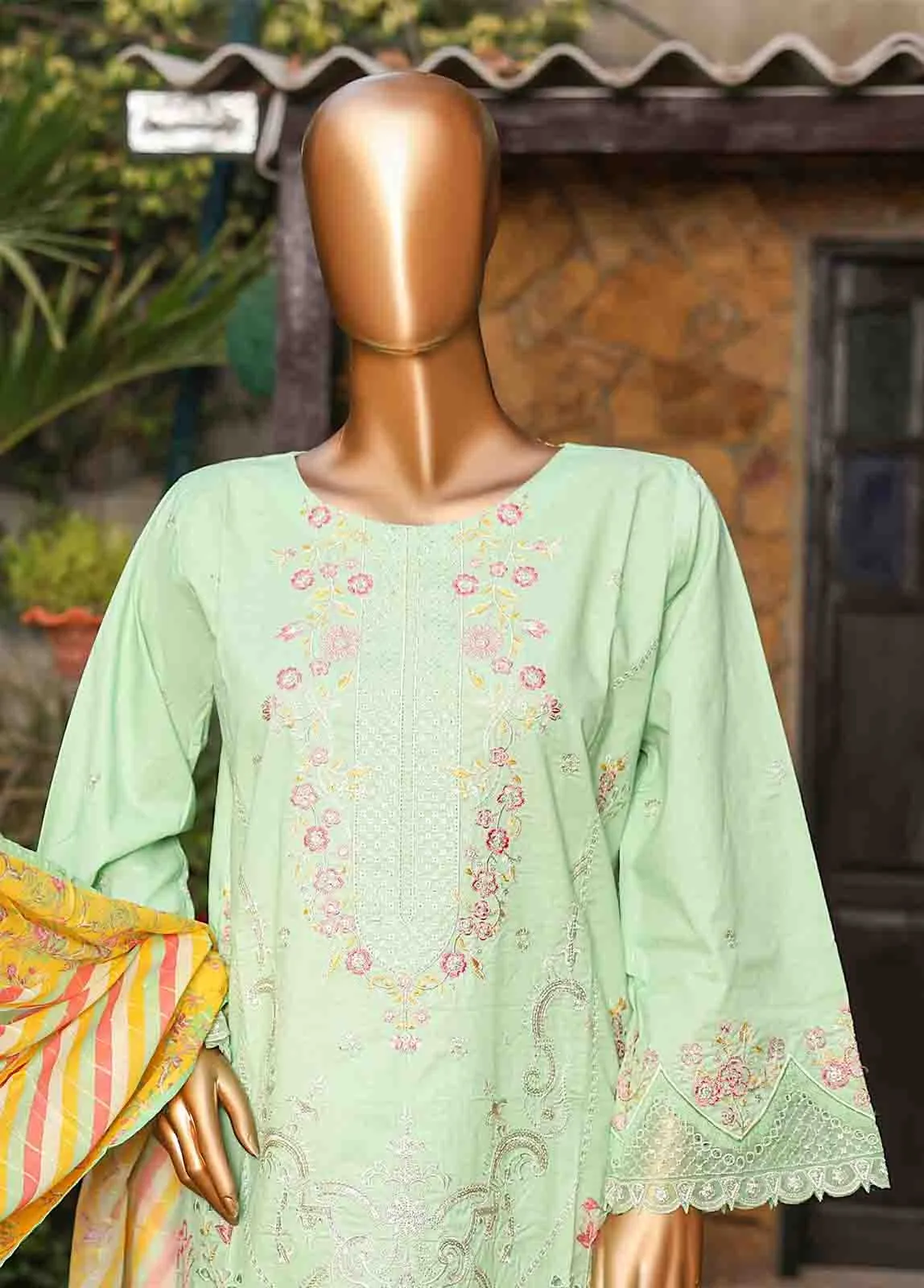 SMLF-EMB-423 B - 3 Piece Embroidered Stitched Suit