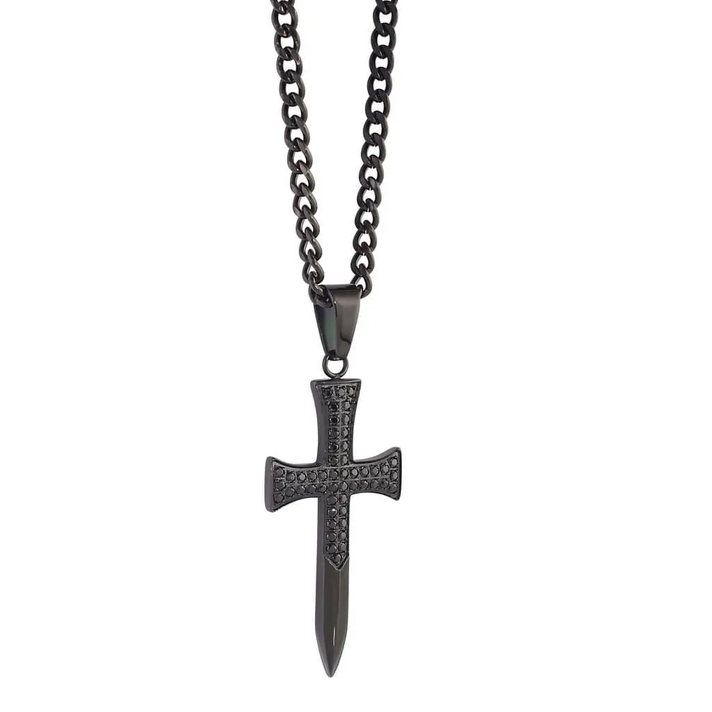 Studded Sword Cross Pendant