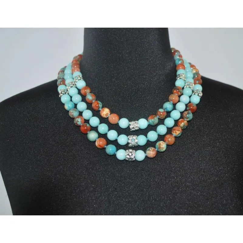 Unique Natural Crazy Lace Jade Blue Stretch Unisex Bracelets