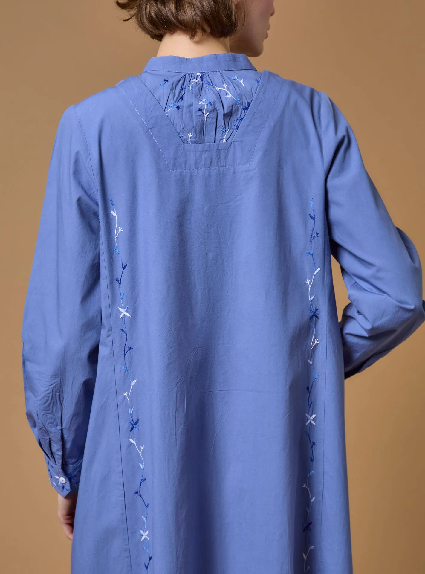 Victoria long Kaftan - Floral Diamonds - Dark Blue