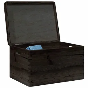 vidaXL Wooden Box with Lid and Handles Black 40x30x23cm Solid Wood Pine