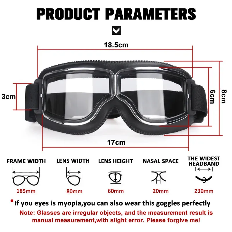 Windproof Bicycles Helmet Glasses Leather Safety Protective Anti-glare Motocross Cross-country Steampunk Glasses Easy To Carry