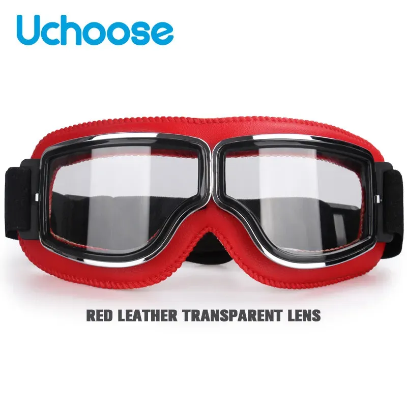 Windproof Bicycles Helmet Glasses Leather Safety Protective Anti-glare Motocross Cross-country Steampunk Glasses Easy To Carry
