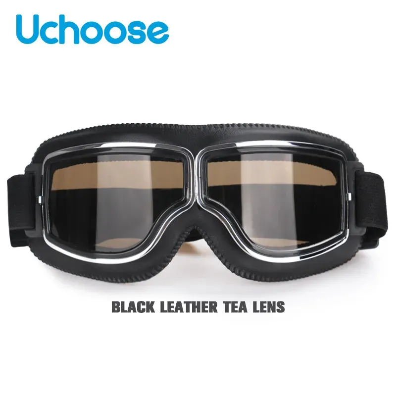 Windproof Bicycles Helmet Glasses Leather Safety Protective Anti-glare Motocross Cross-country Steampunk Glasses Easy To Carry