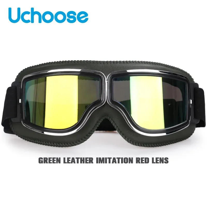 Windproof Bicycles Helmet Glasses Leather Safety Protective Anti-glare Motocross Cross-country Steampunk Glasses Easy To Carry