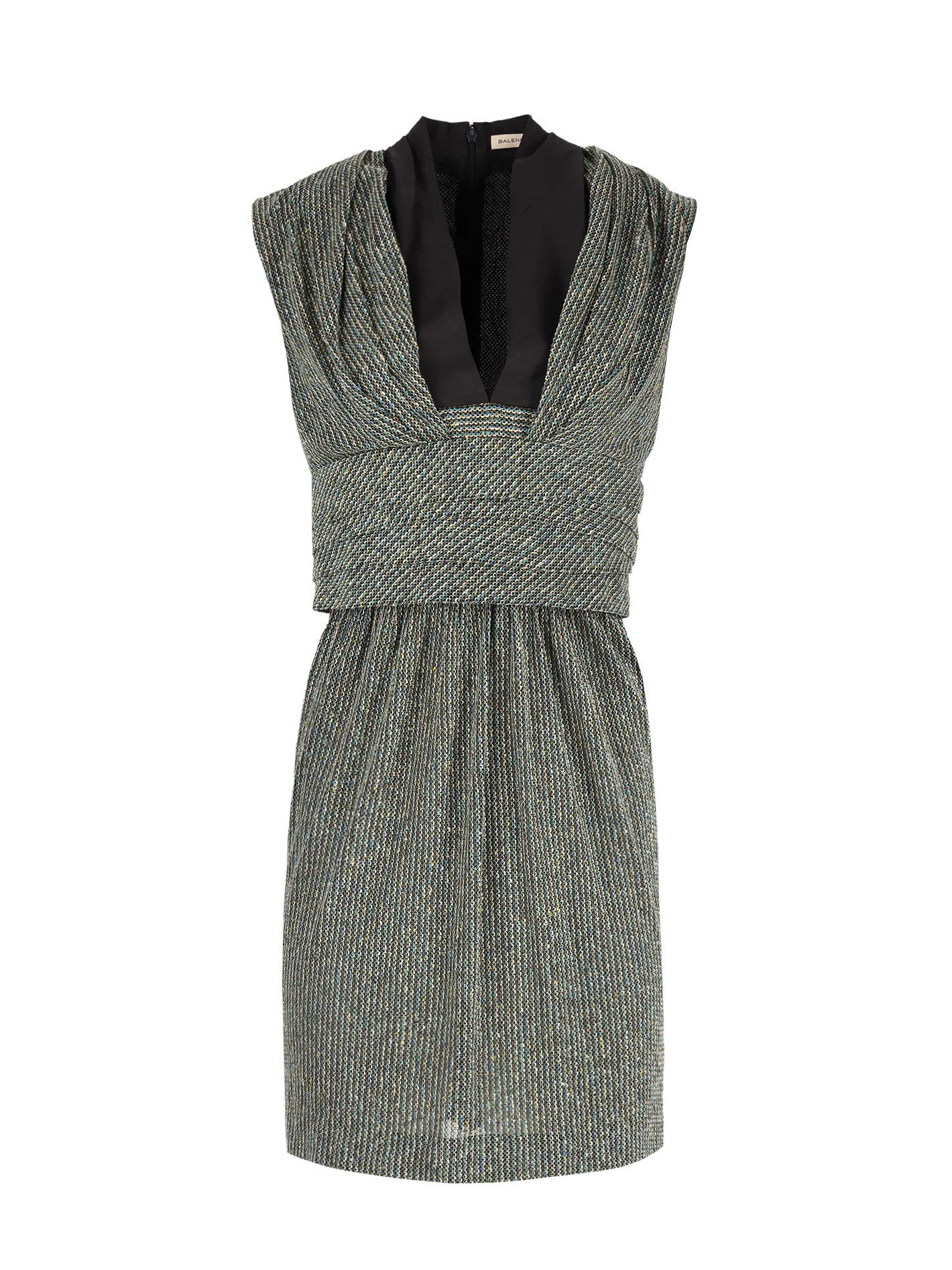 woven silk-blend sleeveless dress