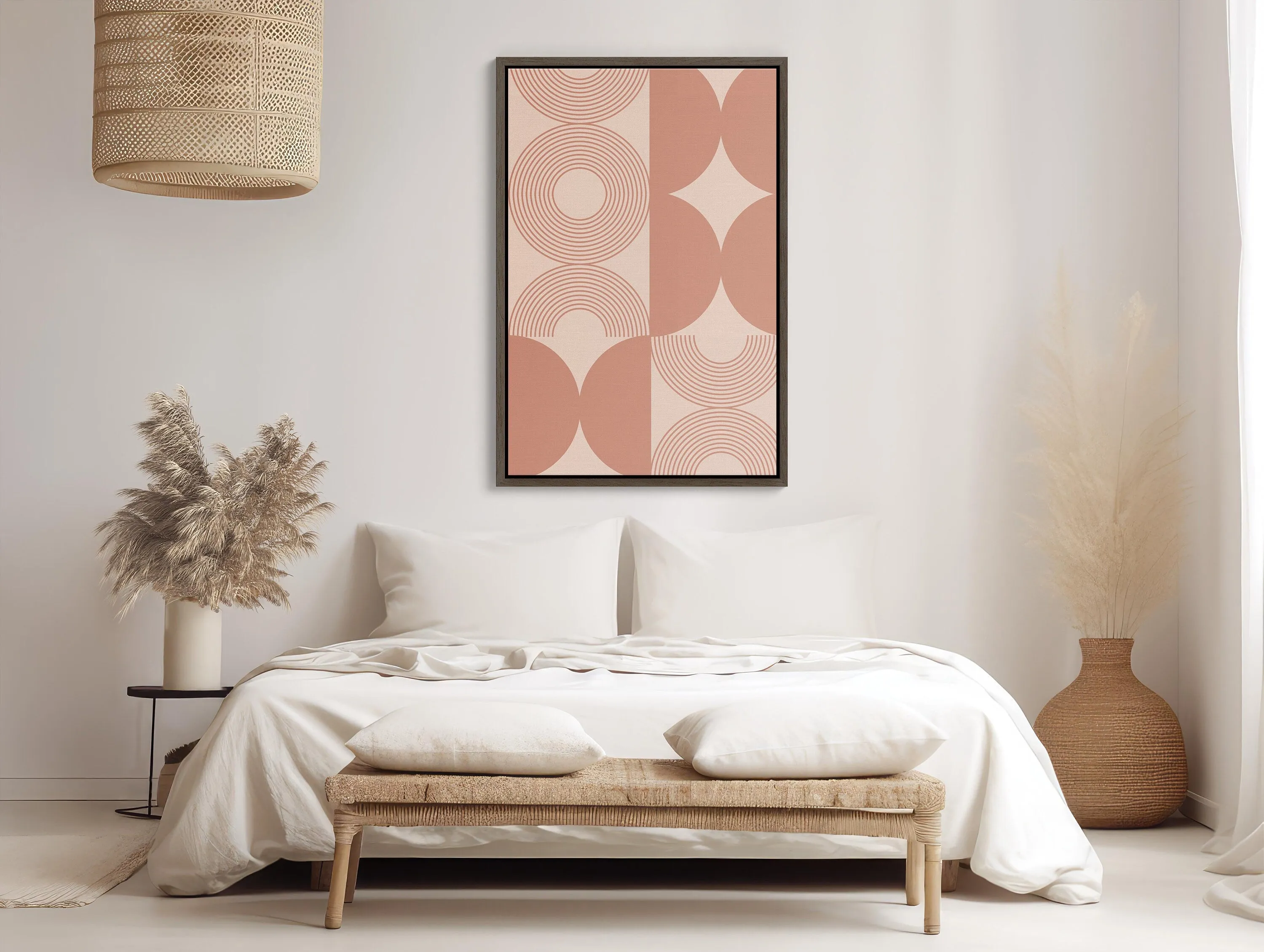 XL Pink Boho Framed Canvas Art