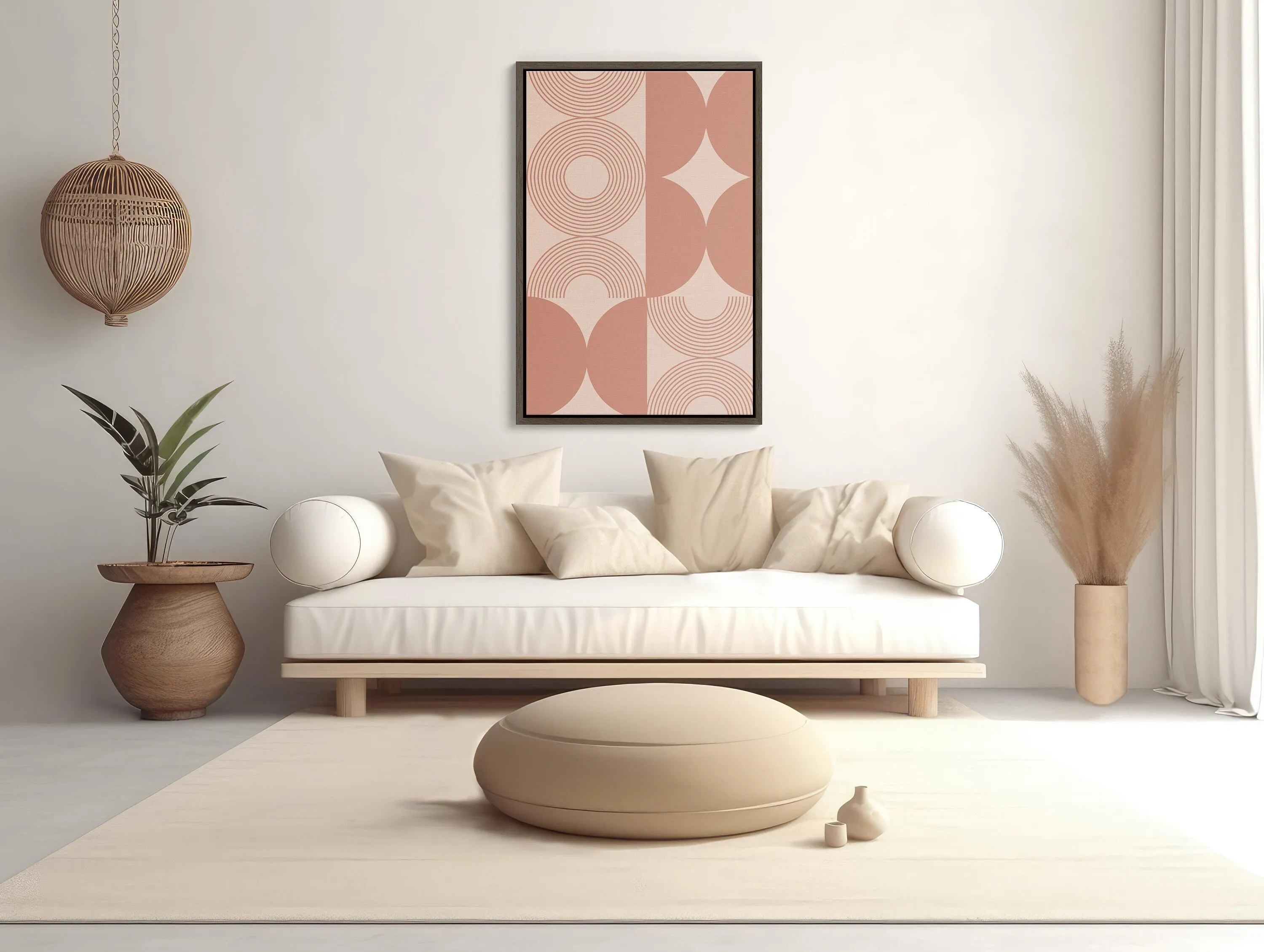 XL Pink Boho Framed Canvas Art