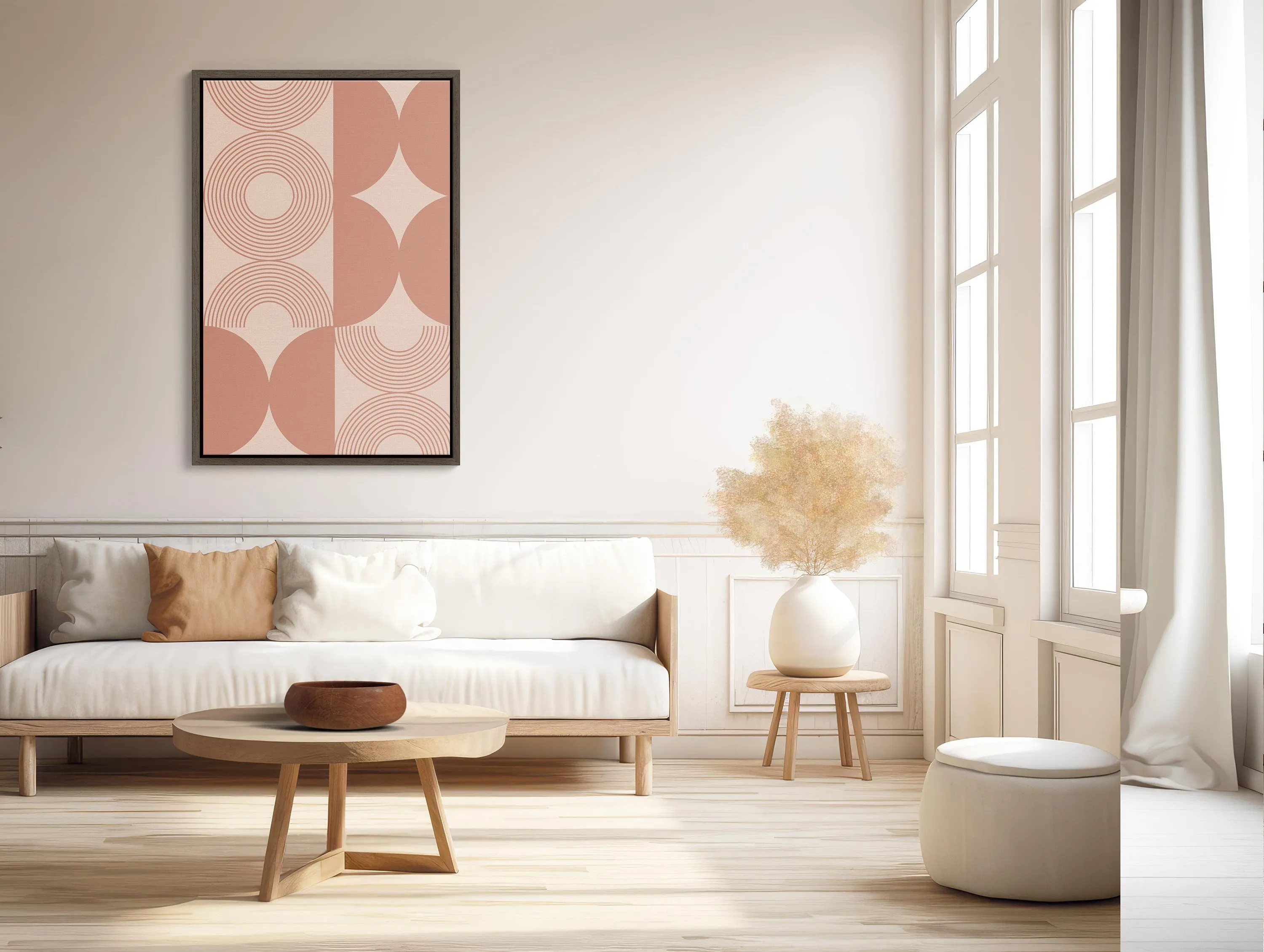 XL Pink Boho Framed Canvas Art
