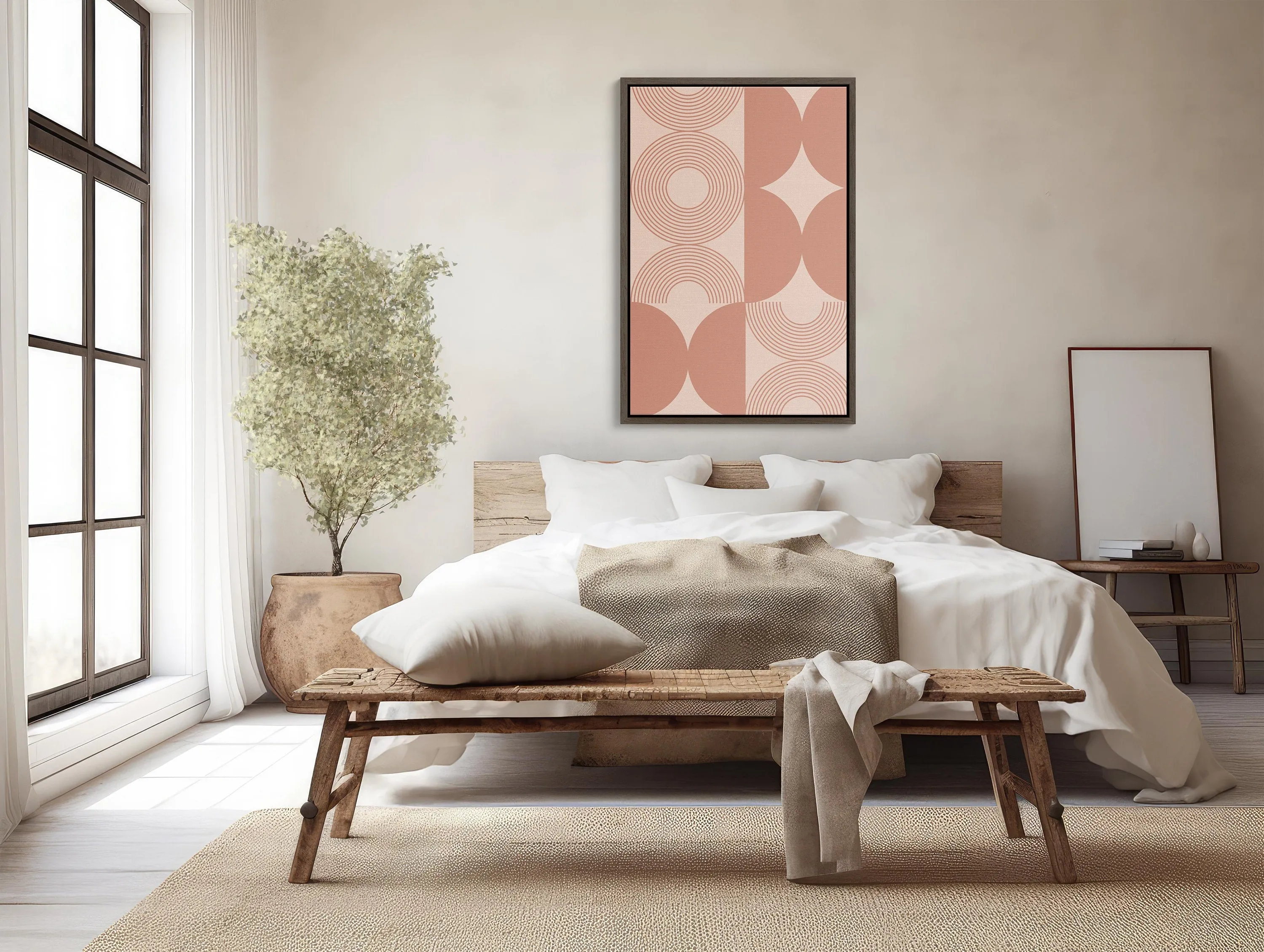 XL Pink Boho Framed Canvas Art