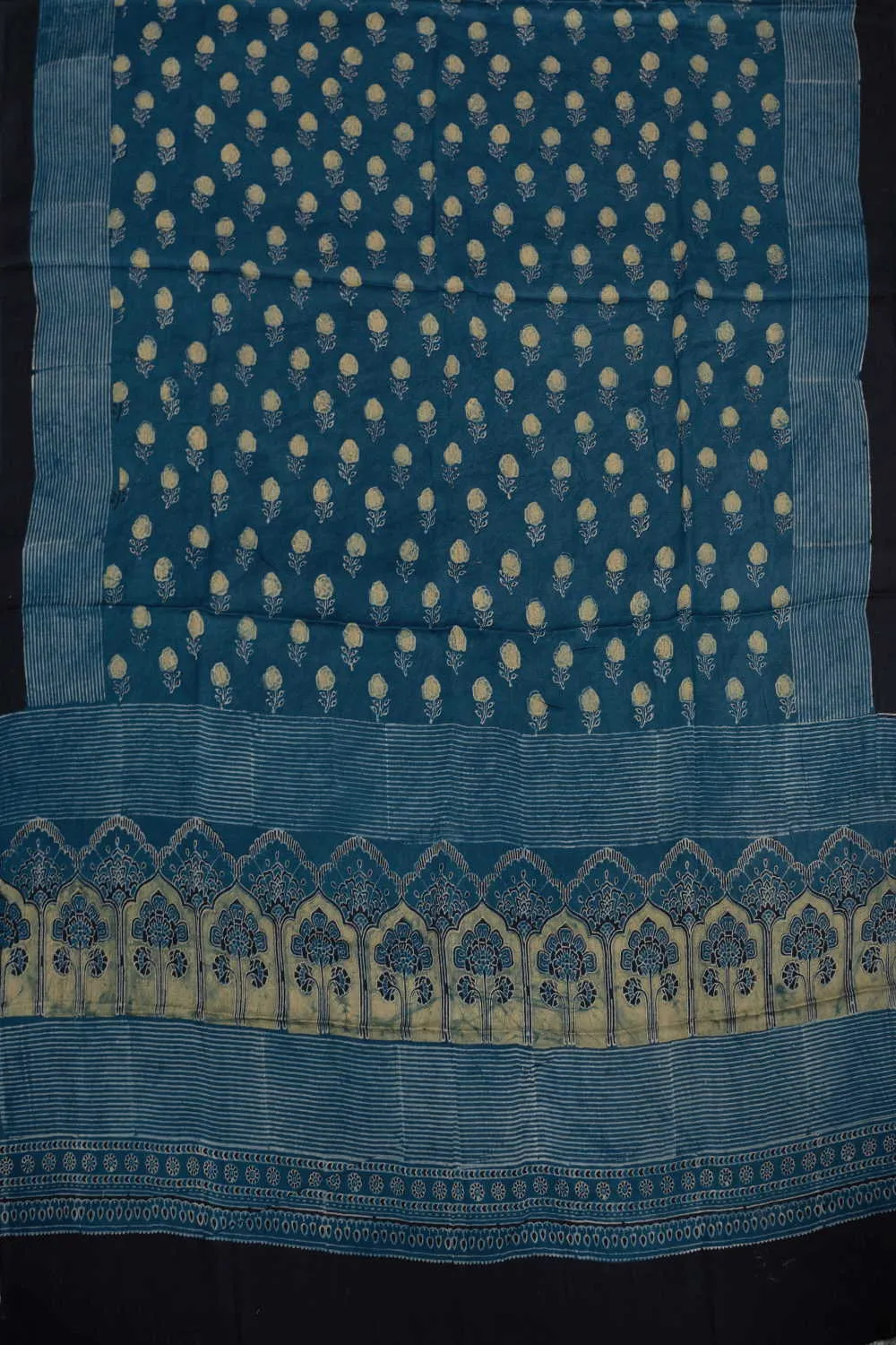 Yellow Floral Butta Ajrak Modal Silk Dupatta